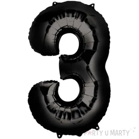 balon foliowy cyfra 3 czarny amscan 34 dgt
