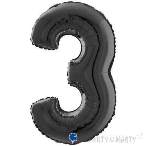 balon foliowy cyfra 3 czarny grabo 26 dgt