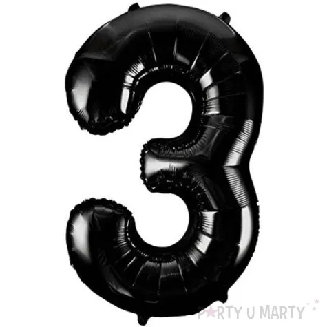 balon foliowy cyfra 3 czarny unique 34 dgt
