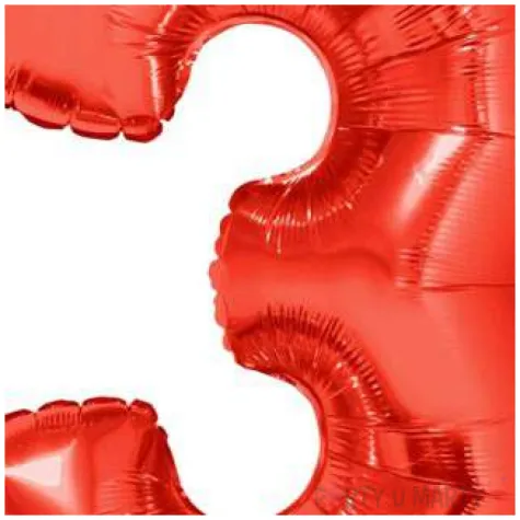 balon foliowy cyfra 3 czerwony funny fashion 40 dgt