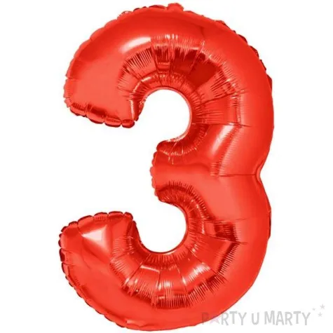 balon foliowy cyfra 3 czerwony funny fashion 40 dgt