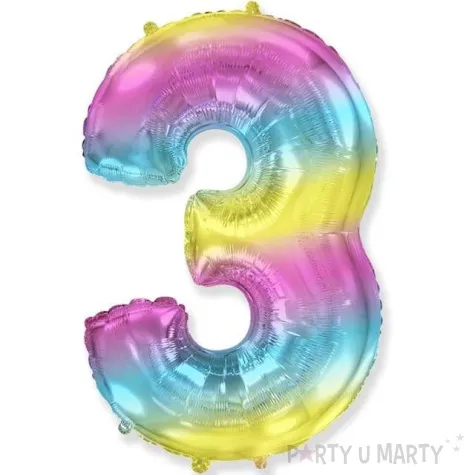 balon foliowy cyfra 3 gradient pastelowy flexmetal 34 dgt