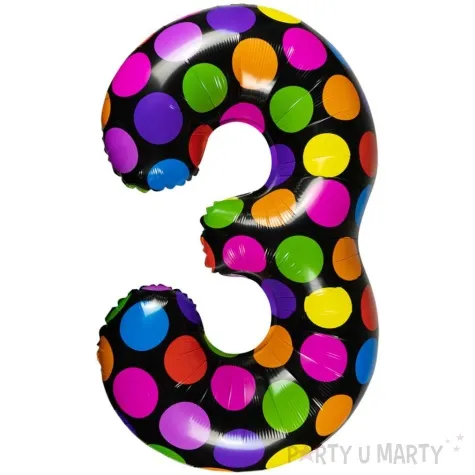 balon foliowy cyfra 3 grochy mix arpex 24 dgt
