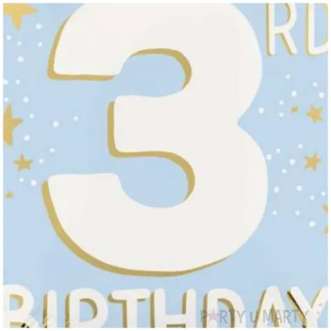 balon foliowy cyfra 3 gwiazdki dekoracja na 3 urodziny chlopca niebieski 18 rnd