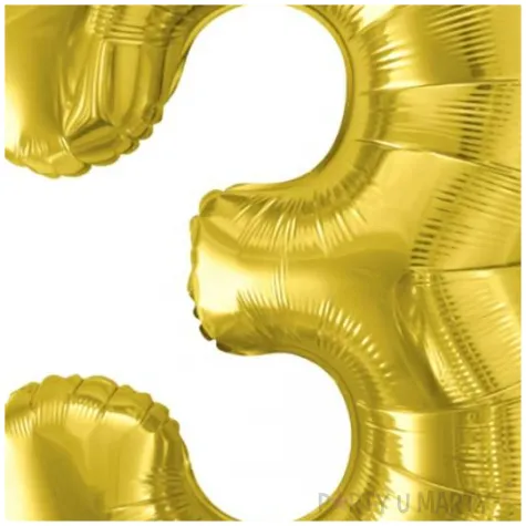 balon foliowy cyfra 3 jasnozloty partydeco 34 dgt