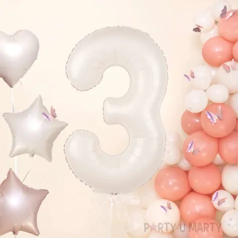 balon foliowy cyfra 3 kremowy 39 dgt
