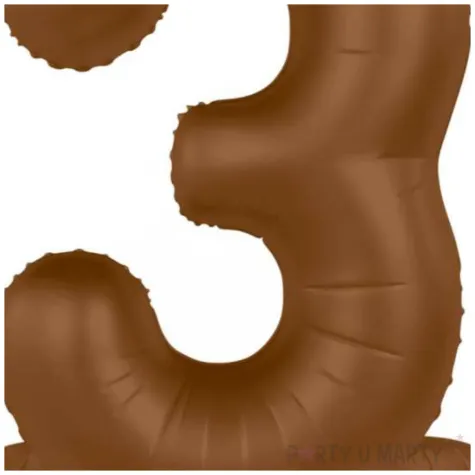 balon foliowy cyfra 3 mat stojaca braz czekoladowy folat 28 dgt