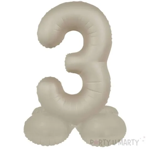 balon foliowy cyfra 3 mat stojaca kremowe latte folat 28 dgt