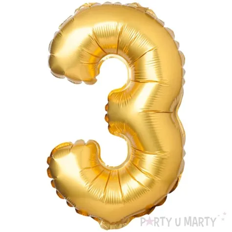 balon foliowy cyfra 3 matowa zloty arpex 36 cali dgt