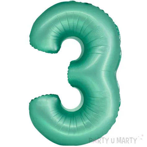 balon foliowy cyfra 3 mietowy matowy godan 30 dgt