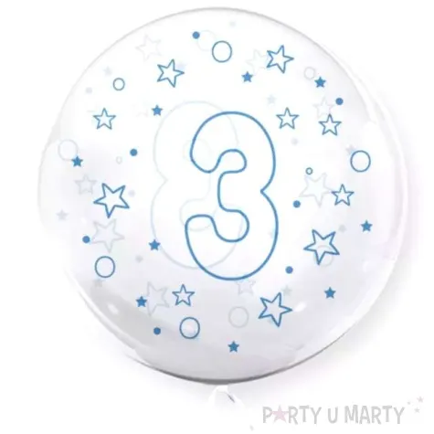 balon foliowy cyfra 3 niebieska transparentny tuban 18 orb