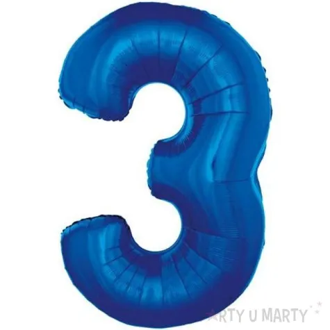 balon foliowy cyfra 3 niebieski folat 34 dgt