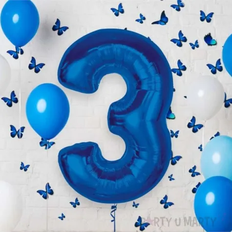 balon foliowy cyfra 3 niebieski godan 36 dgt