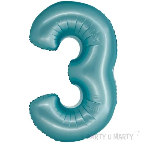 balon foliowy cyfra 3 niebieski matowy godan 30 dgt