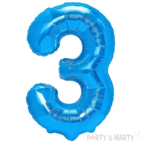 balon foliowy cyfra 3 niebieski partypal 16 dgt