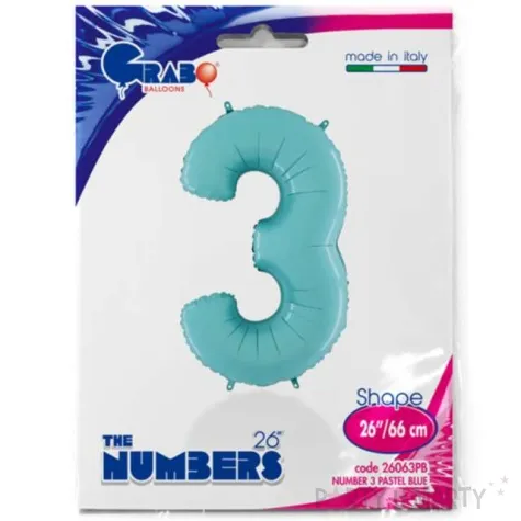 balon foliowy cyfra 3 niebieski pastel grabo 26 dgt