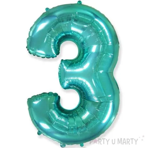 balon foliowy cyfra 3 niebieski tiffany flexmetal 34 dgt