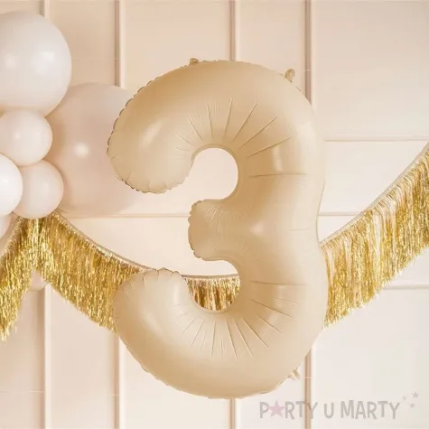 balon foliowy cyfra 3 pastel bezowy partydeco 34 dgt