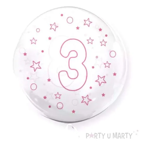 balon foliowy cyfra 3 rozowa transparentny tuban 18 orb