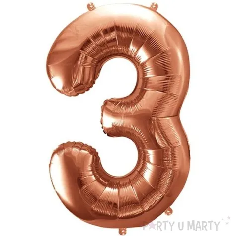 balon foliowy cyfra 3 rozowe zloto partydeco 34 dgt
