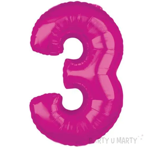 balon foliowy cyfra 3 rozowy amscan 26 dgt