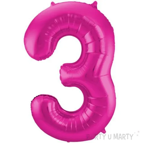 balon foliowy cyfra 3 rozowy folat 34 dgt
