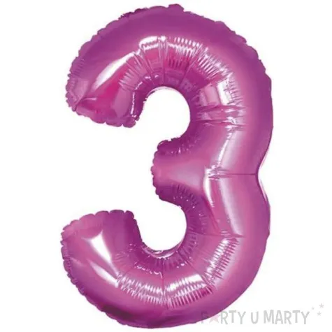 balon foliowy cyfra 3 rozowy godan 14 dgt