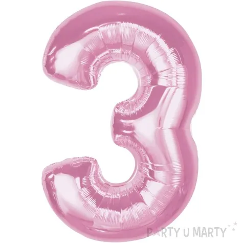 balon foliowy cyfra 3 rozowy jasny godan 36 dgt