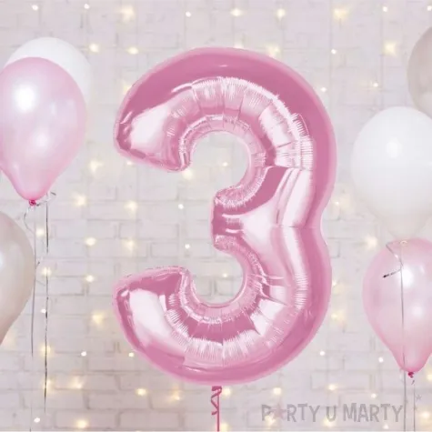 balon foliowy cyfra 3 rozowy jasny godan 36 dgt