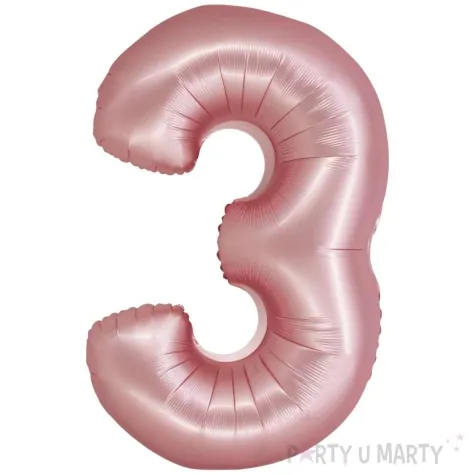 balon foliowy cyfra 3 rozowy matowy godan 30 dgt