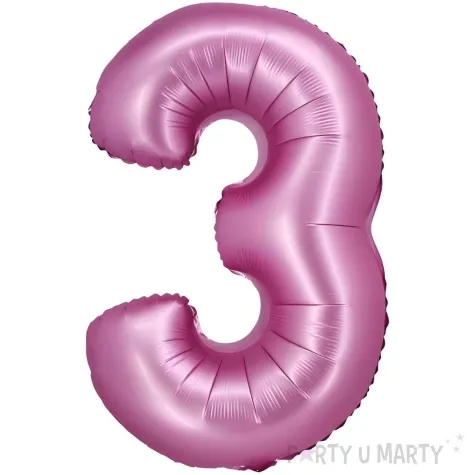 balon foliowy cyfra 3 rozowy satynowy godan 30 dgt