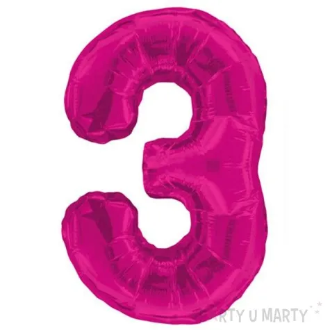 balon foliowy cyfra 3 rozowy unique 34 dgt