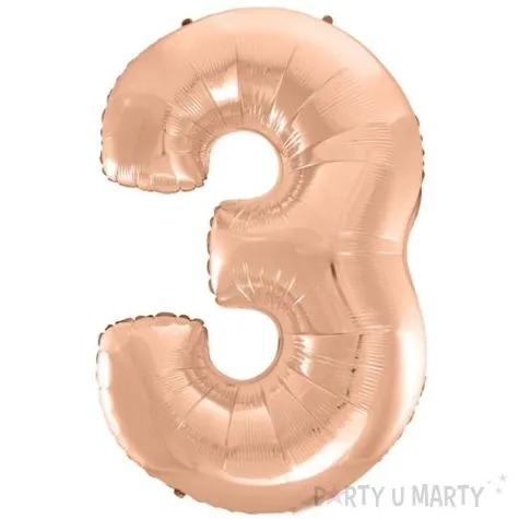 balon foliowy cyfra 3 rozowy zloty godan 45 dgt