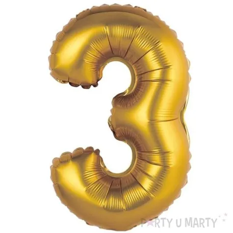 balon foliowy cyfra 3 satynowa zloty godan 14 dgt