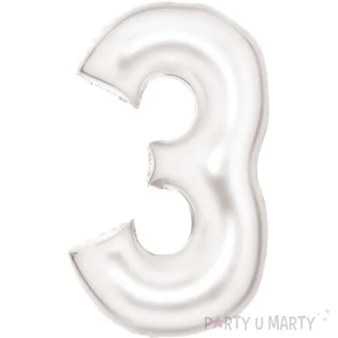 balon foliowy cyfra 3 satynowy bialy amscan 34 dgt