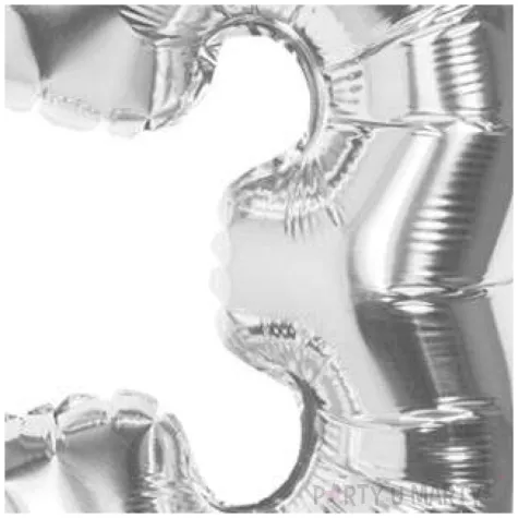 balon foliowy cyfra 3 srebrny boland 14 dgt