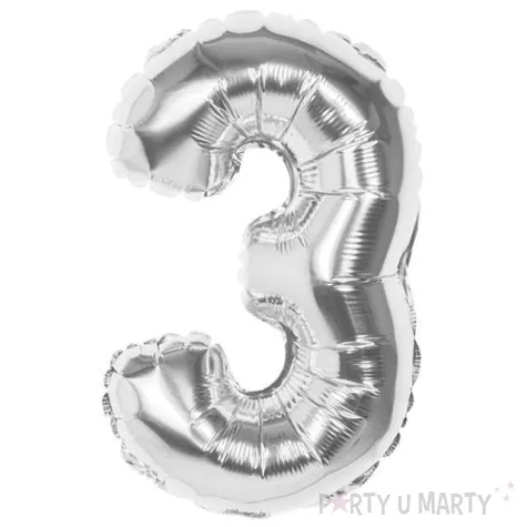 balon foliowy cyfra 3 srebrny boland 14 dgt