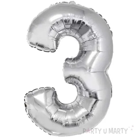 balon foliowy cyfra 3 srebrny godan 34 dgt
