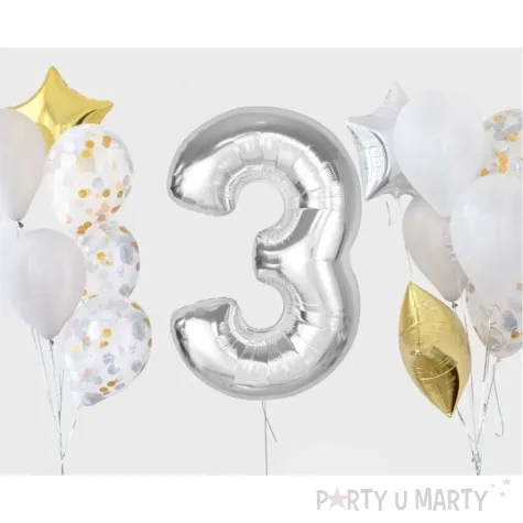 balon foliowy cyfra 3 srebrny godan 36 dgt