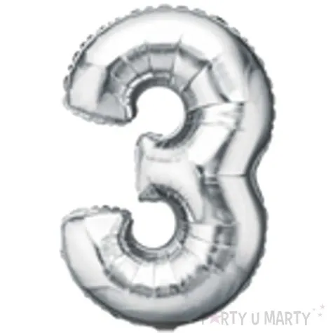 balon foliowy cyfra 3 srebrny oem 16 dgt