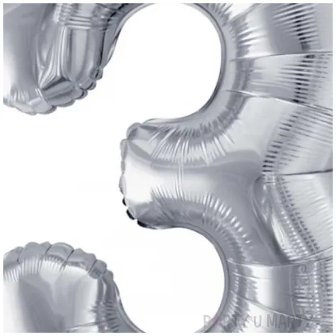 balon foliowy cyfra 3 srebrny partydeco 34 dgt