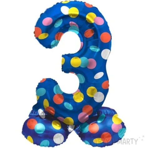 balon foliowy cyfra 3 stojaca grochy folat 17 dgt
