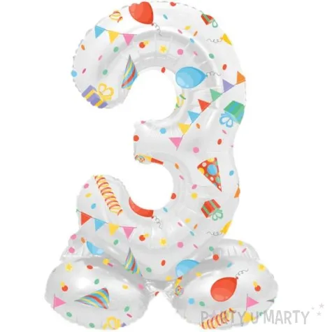 balon foliowy cyfra 3 stojaca party folat 17 dgt