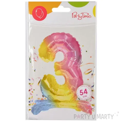 balon foliowy cyfra 3 stojaca teczowa arpex 16 dgt