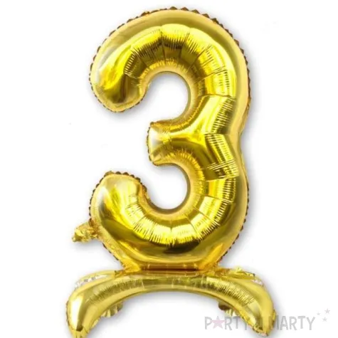 balon foliowy cyfra 3 stojaca zlota dekoracjepolska 30 dgt