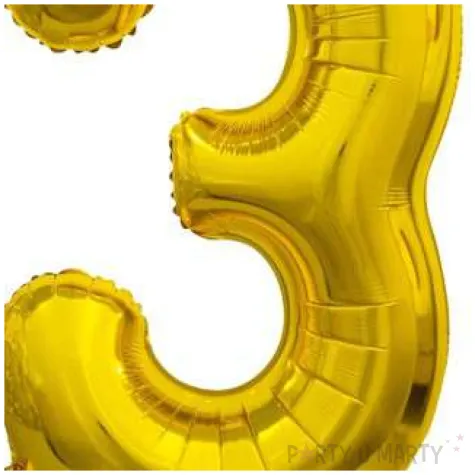 balon foliowy cyfra 3 stojaca zloty godan 29 dgt