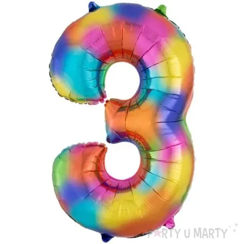 balon foliowy cyfra 3 teczowy amscan 34 dgt