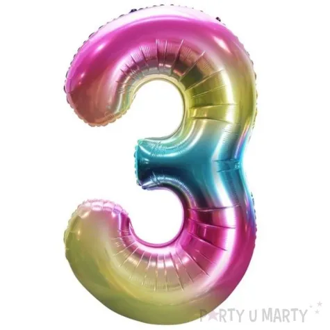 balon foliowy cyfra 3 teczowy godan 34 dgt