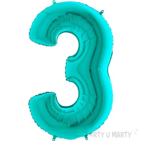balon foliowy cyfra 3 turkusowa grabo 40 dgt