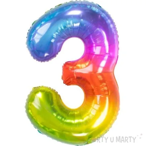balon foliowy cyfra 3 yummy gummy rainbow teczowy folat 34 dgt